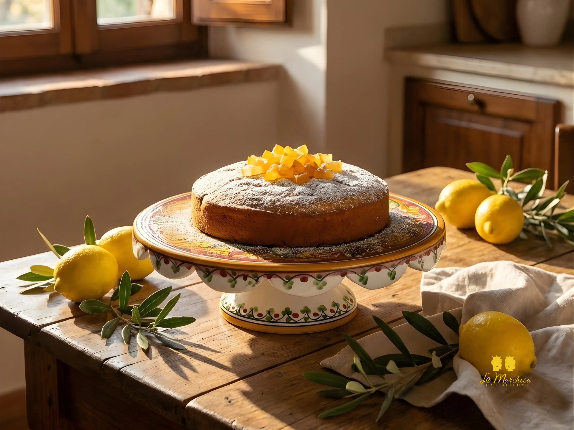 Porta Torta in Ceramica di Caltagirone 30cm - Colori Assortiti