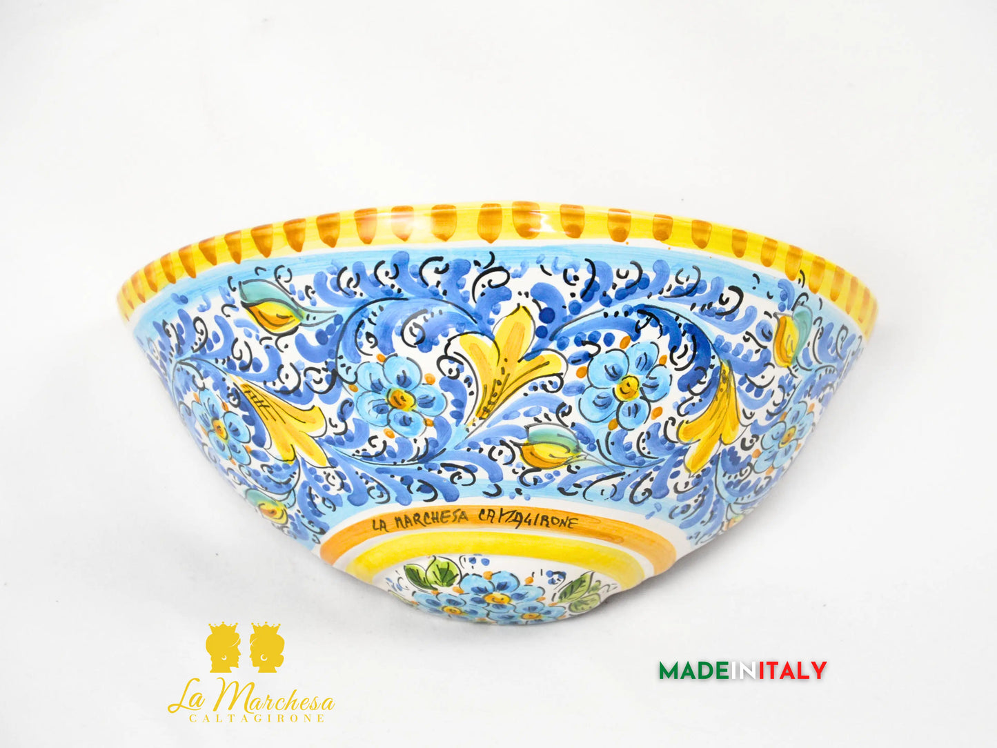Gerla Vaso Da Parete Ceramica di Caltagirone '600 Blu in 25cm