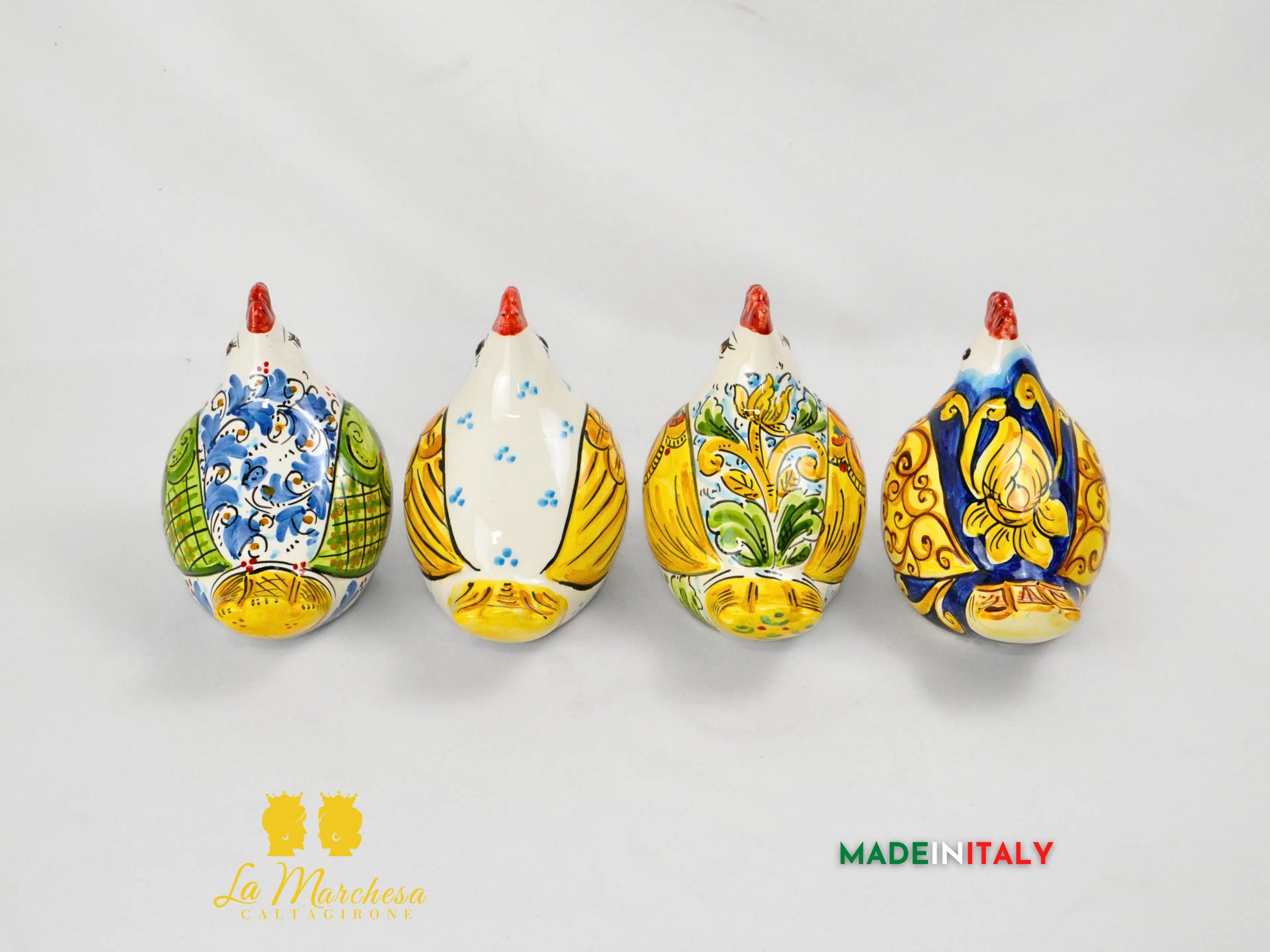 Gallina in Ceramica di Caltagirone Decorata - Varie Misure