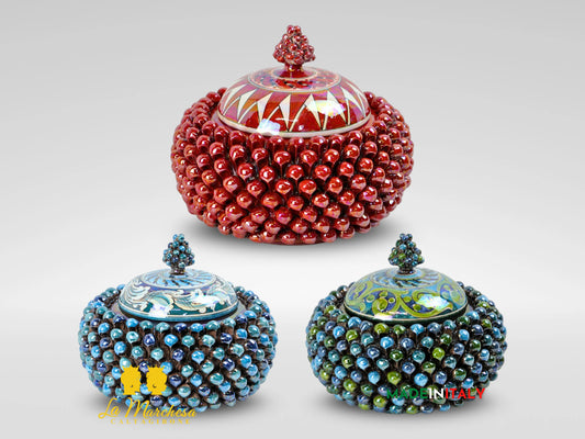 Biscottiera Pigna Madreperla Ceramica di Caltagirone - Vari colori