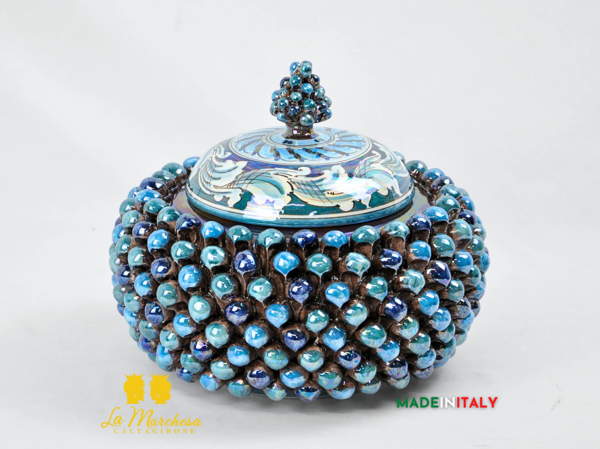 Biscottiera Pigna Madreperla Ceramica di Caltagirone - Vari colori