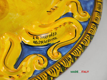 Sole e Luna da Parete in Ceramica di Caltagirone Bordeaux Ø41cm