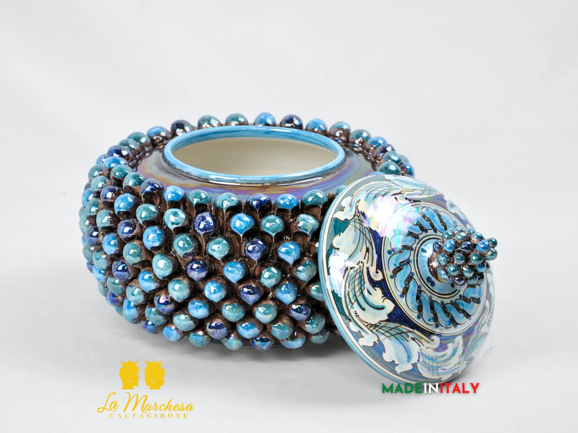 Biscottiera Pigna Madreperla Ceramica di Caltagirone - Vari colori