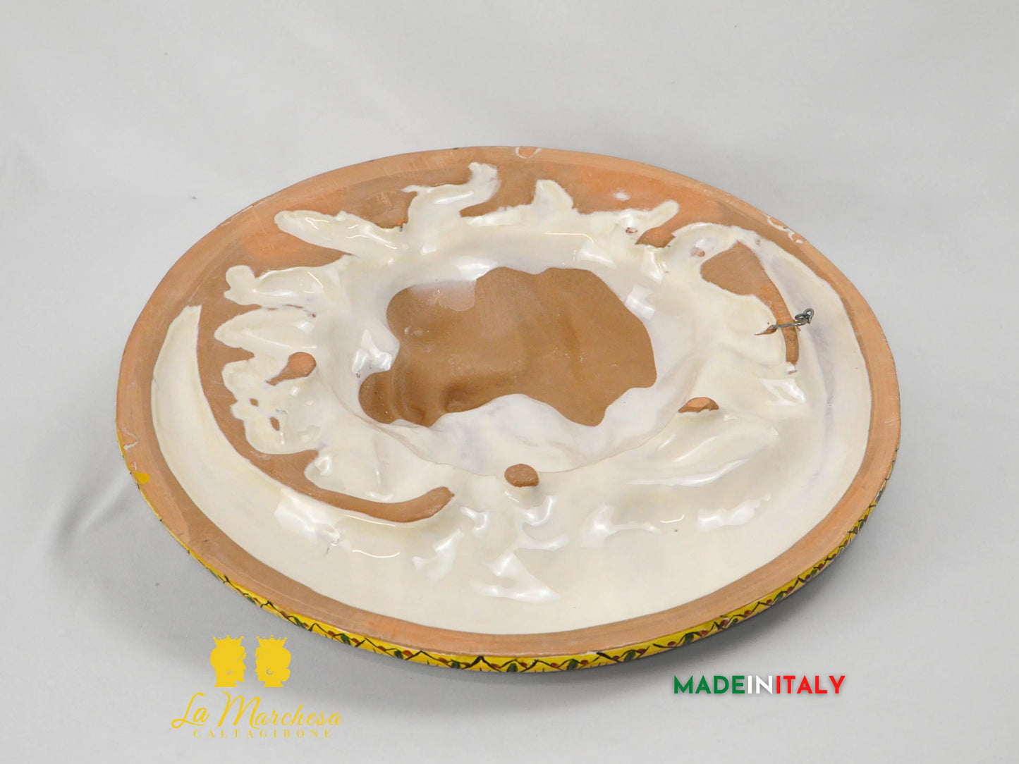 Sole e Luna da Parete in Ceramica di Caltagirone Bordeaux Ø41cm