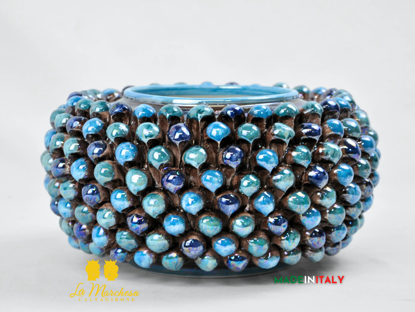 Biscottiera Pigna Madreperla Ceramica di Caltagirone - Vari colori