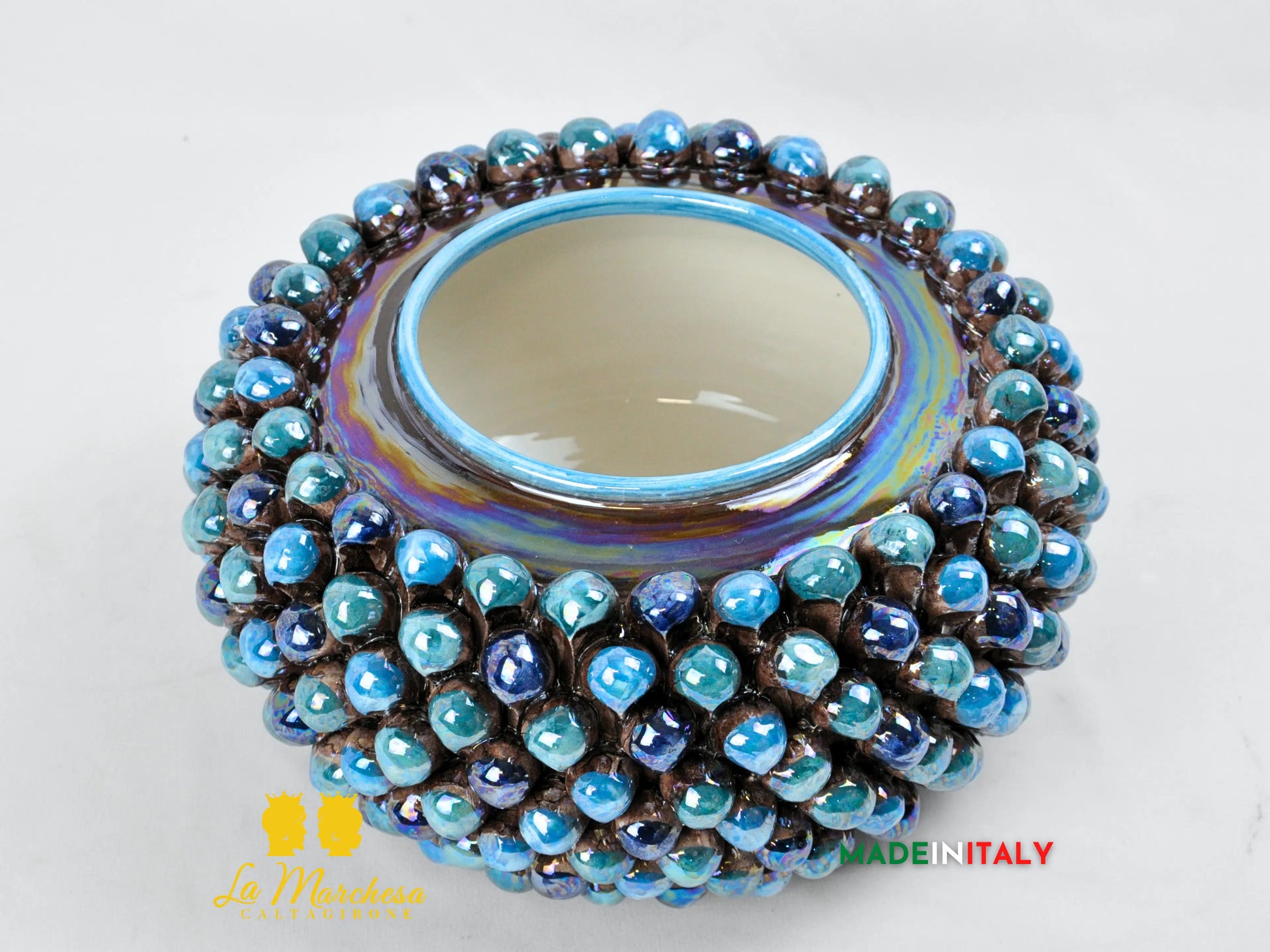 Biscottiera Pigna Madreperla Ceramica di Caltagirone - Vari colori