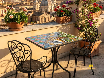 Tavolo in Pietra Lavica Carretto siciliano 50x70cm