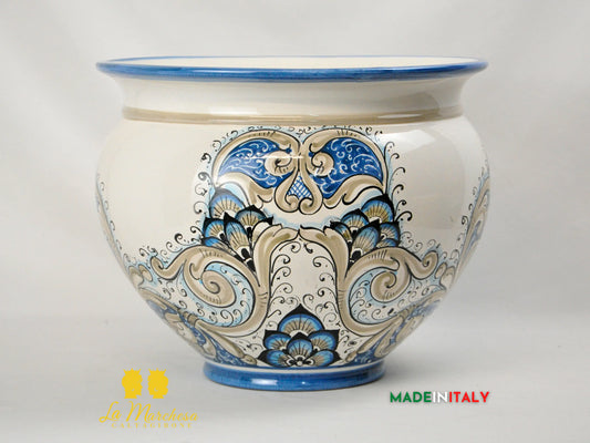 Portavaso in Ceramica di Caltagirone Decoro Blu - Varie Misure