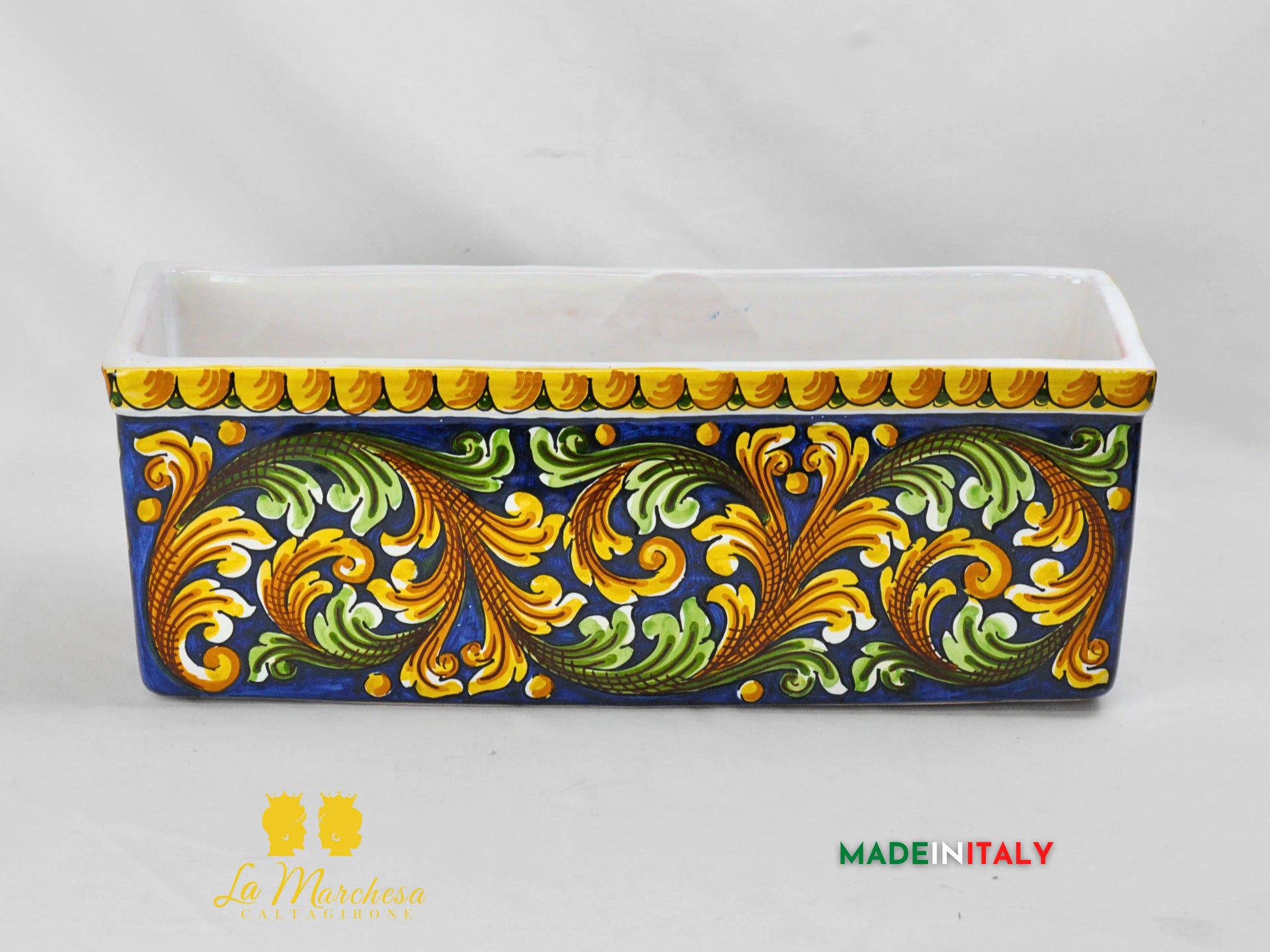 Fioriera in Ceramica di Caltagirone Ornato Limoni 47cm  - Vari Colori