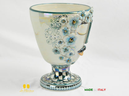 Portavaso in Ceramica di Caltagirone design Volto Madreperla 30cm
