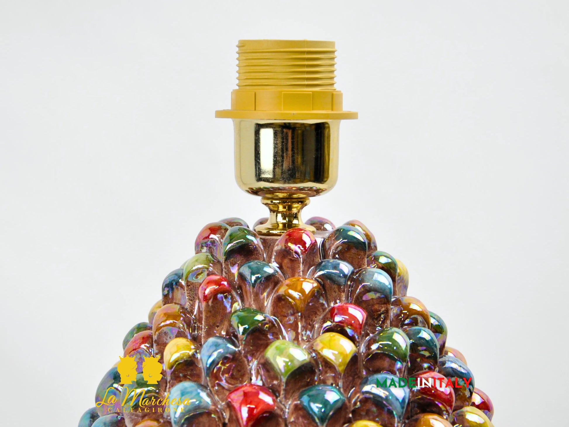 Lampada Pigna Siciliana Multicolore Madreperla Ceramica di Caltagirone - Varie Misure