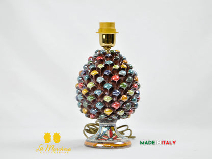 Lampada Pigna Siciliana Multicolore Madreperla Ceramica di Caltagirone - Varie Misure