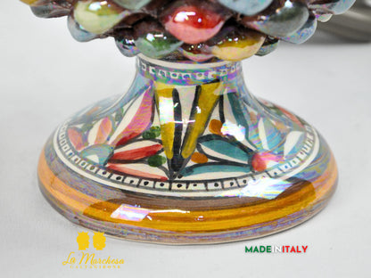 Lampada Pigna Siciliana Multicolore Madreperla Ceramica di Caltagirone - Varie Misure