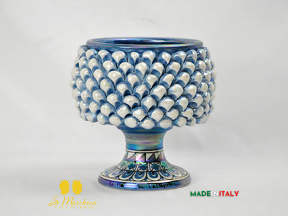 Portavaso Madreperla Blu in Ceramica di Caltagirone 21cm