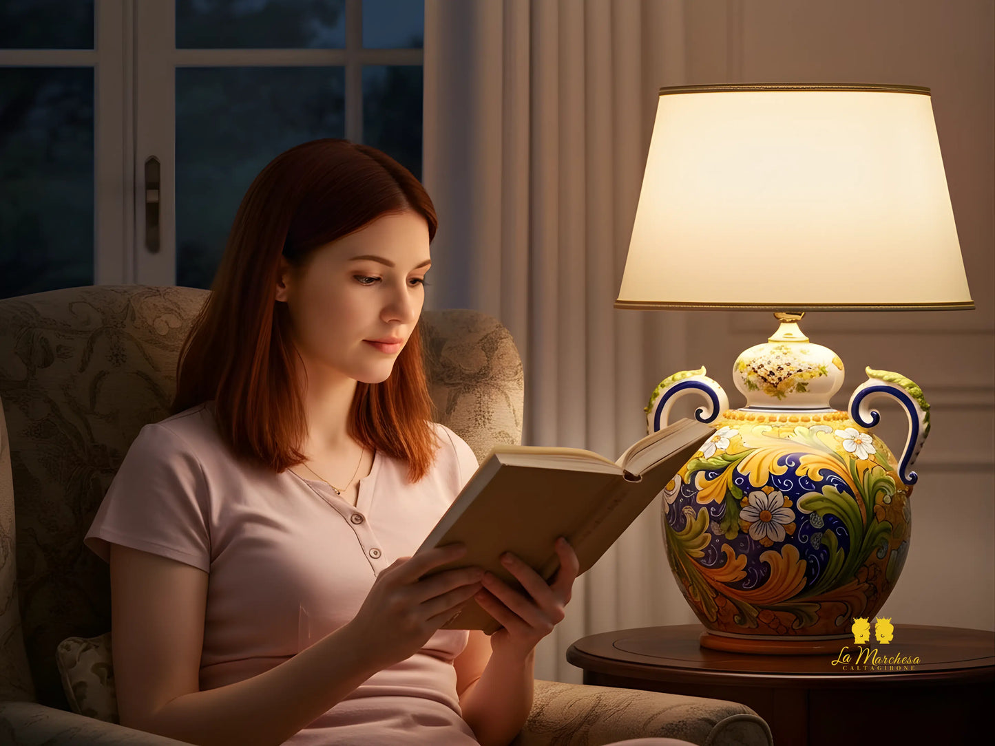 Lampada Barocca Ornato in Ceramica di Caltagirone