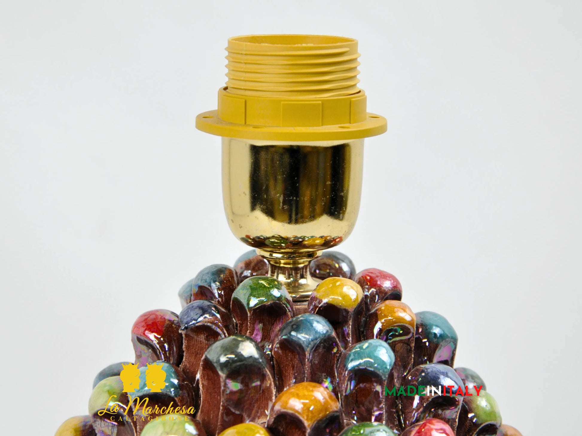 Lampada Pigna Siciliana Multicolore Madreperla Ceramica di Caltagirone - Varie Misure