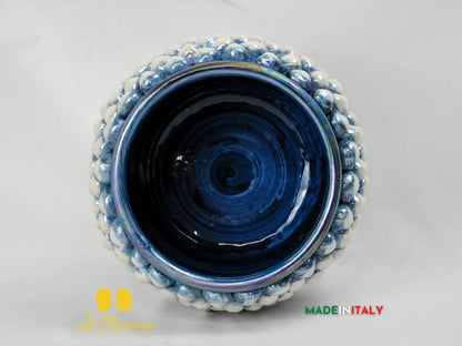 Portavaso Madreperla Blu in Ceramica di Caltagirone 21cm