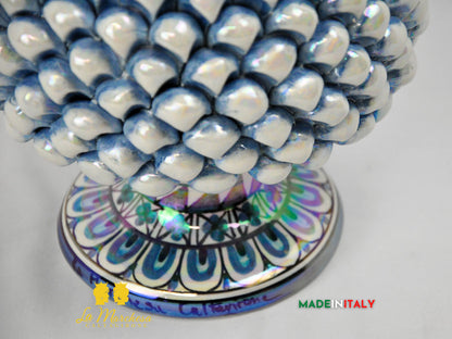 Portavaso Madreperla Blu in Ceramica di Caltagirone 21cm