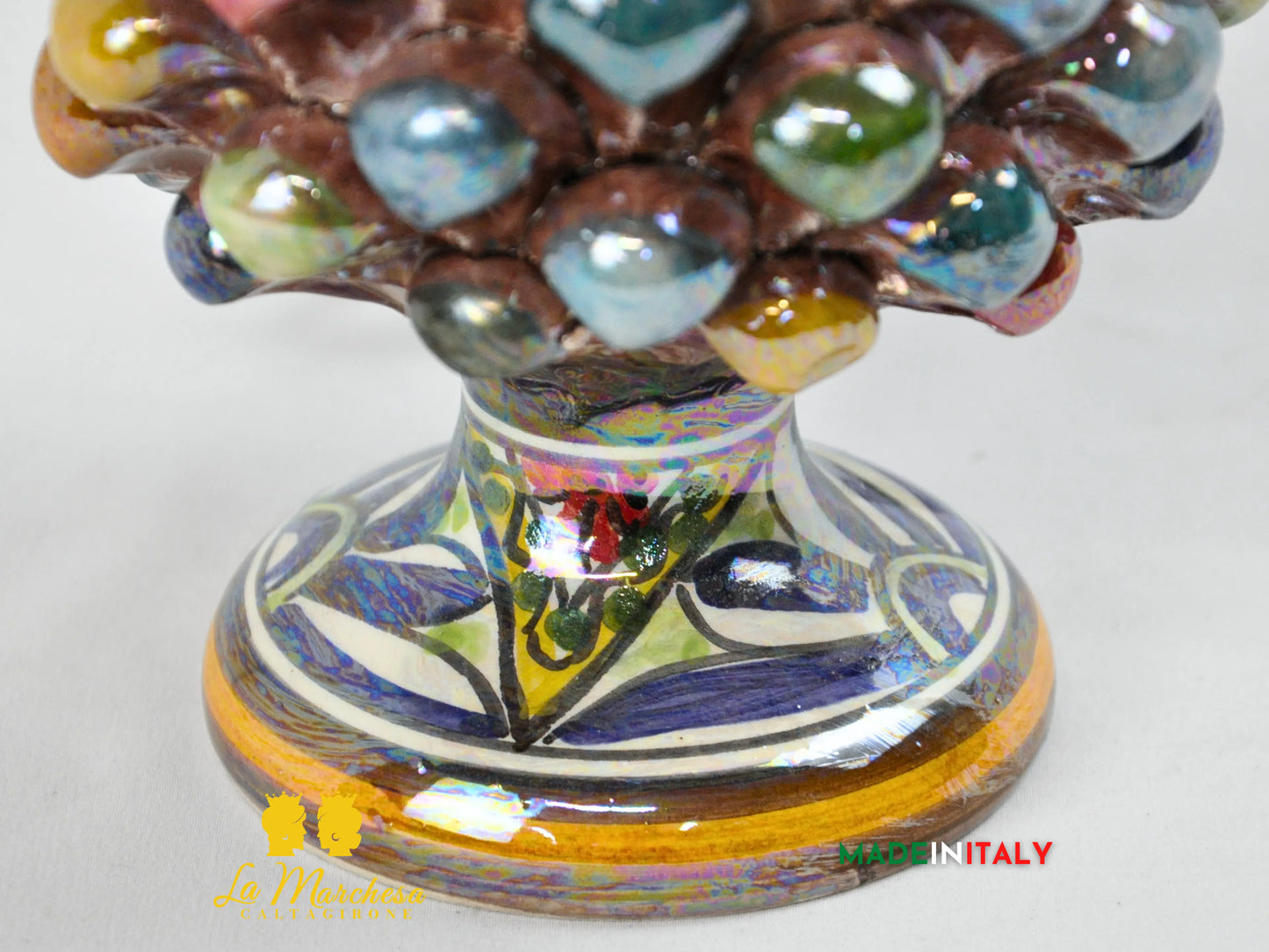 Lampada Pigna Siciliana Multicolore Madreperla Ceramica di Caltagirone - Varie Misure