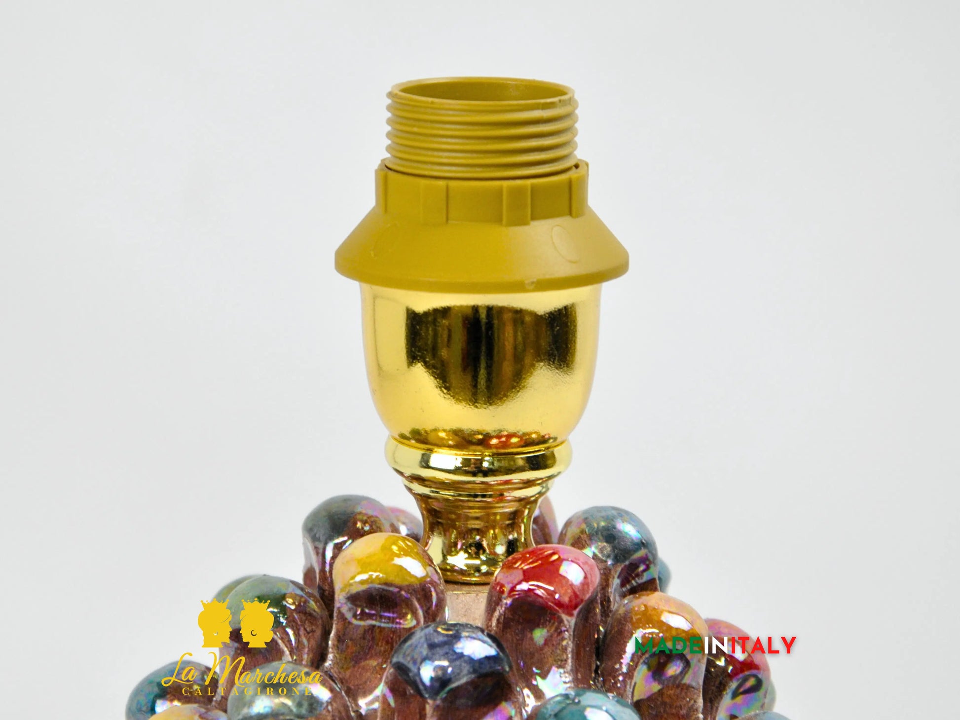 Lampada Pigna Siciliana Multicolore Madreperla Ceramica di Caltagirone - Varie Misure