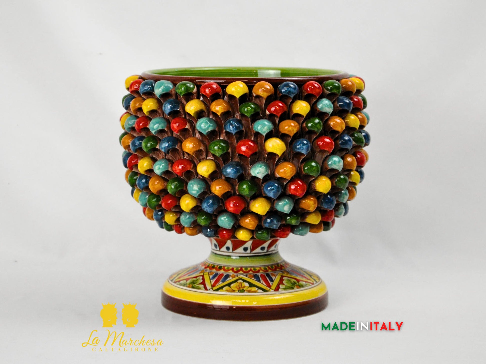 Portavaso Pigna in Ceramica di Caltagirone Multicolor 28cm - Vari Colori