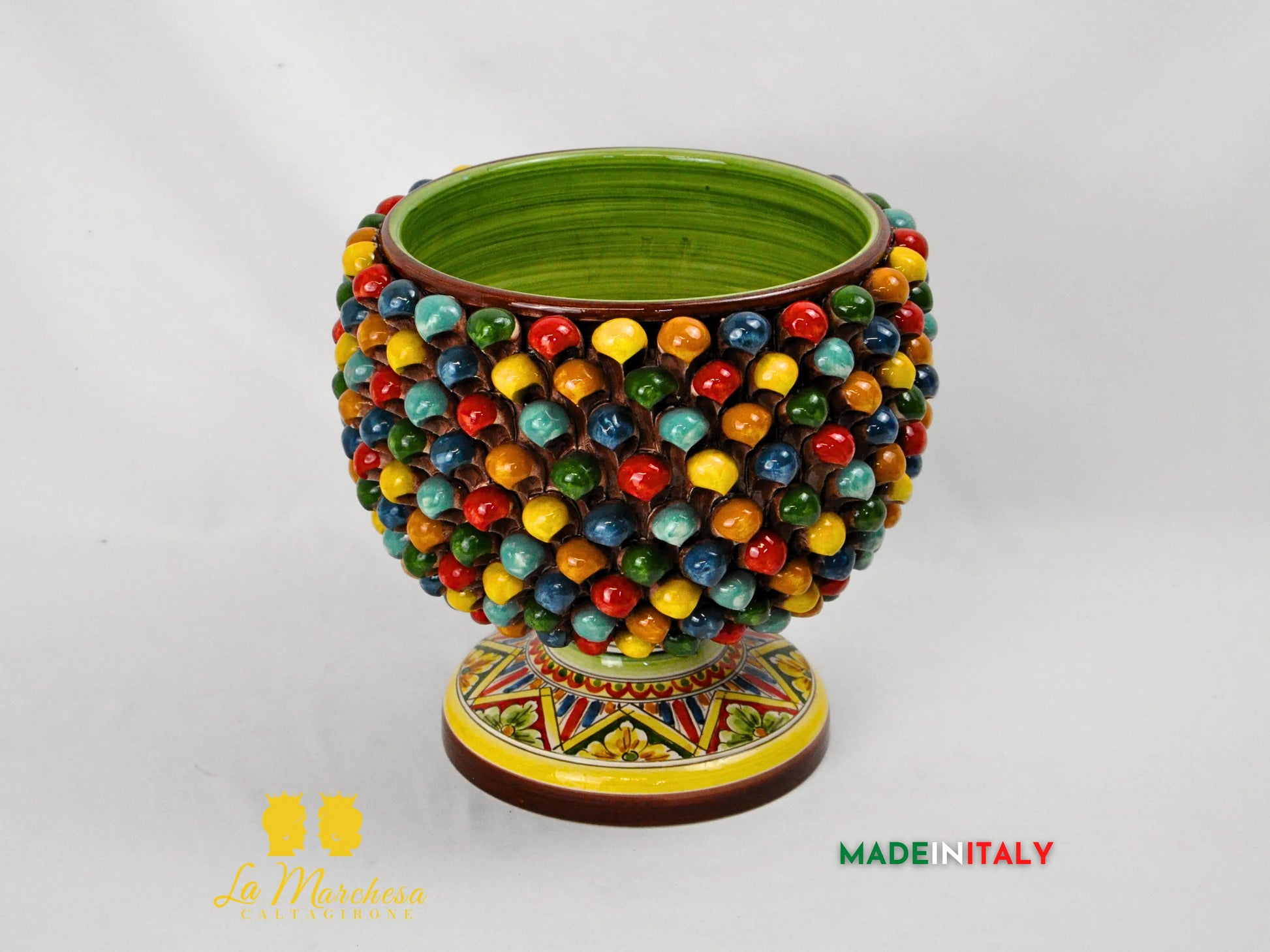 Portavaso Pigna in Ceramica di Caltagirone Multicolor 28cm - Vari Colori