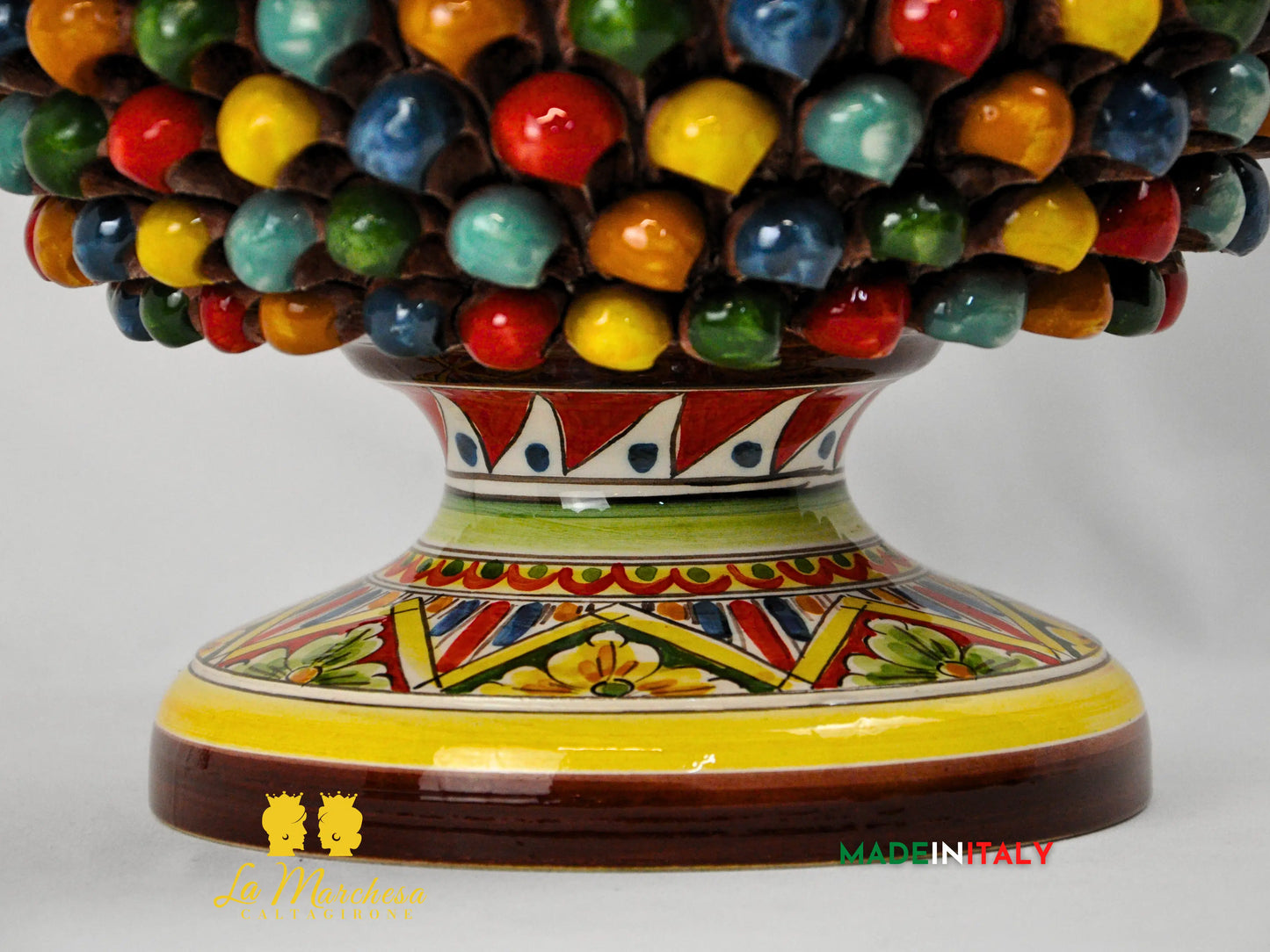 Portavaso Pigna in Ceramica di Caltagirone Multicolor 28cm - Vari Colori