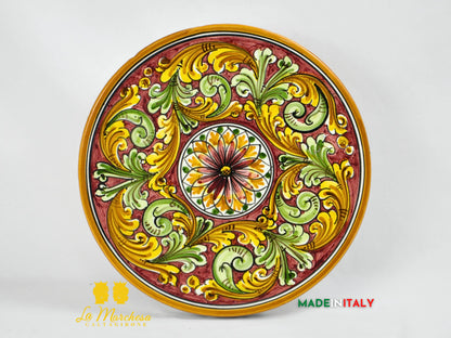 Tortiera con Alzata in Ceramica di Caltagirone 30cm - Colori Assortiti
