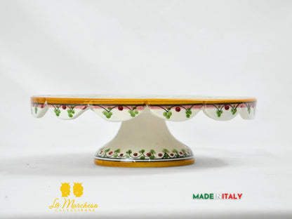 Tortiera con Alzata in Ceramica di Caltagirone 30cm - Colori Assortiti
