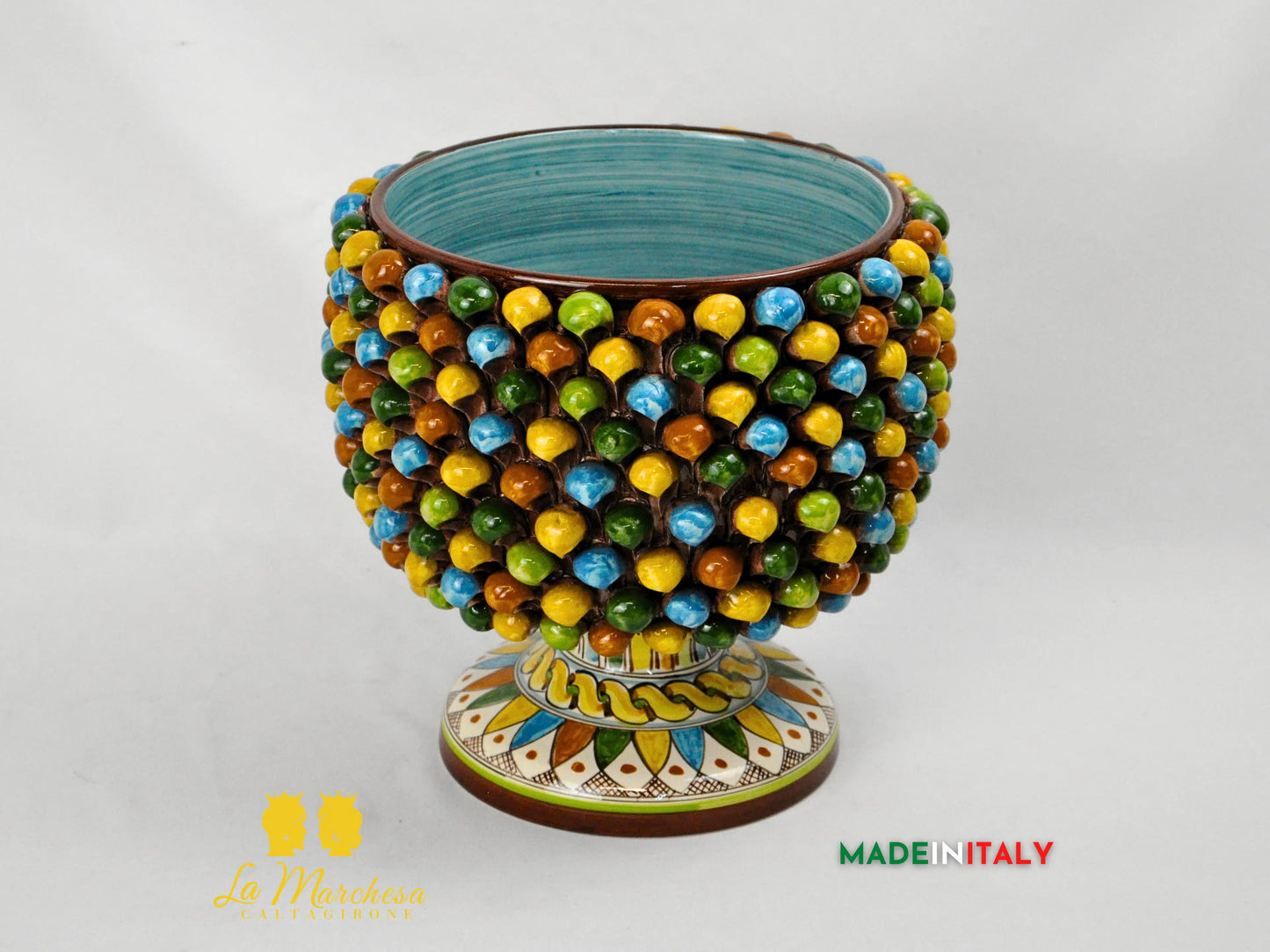 Portavaso Pigna in Ceramica di Caltagirone Multicolor 28cm - Vari Colori