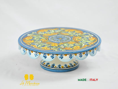 Tortiera con Alzata in Ceramica di Caltagirone 30cm - Colori Assortiti