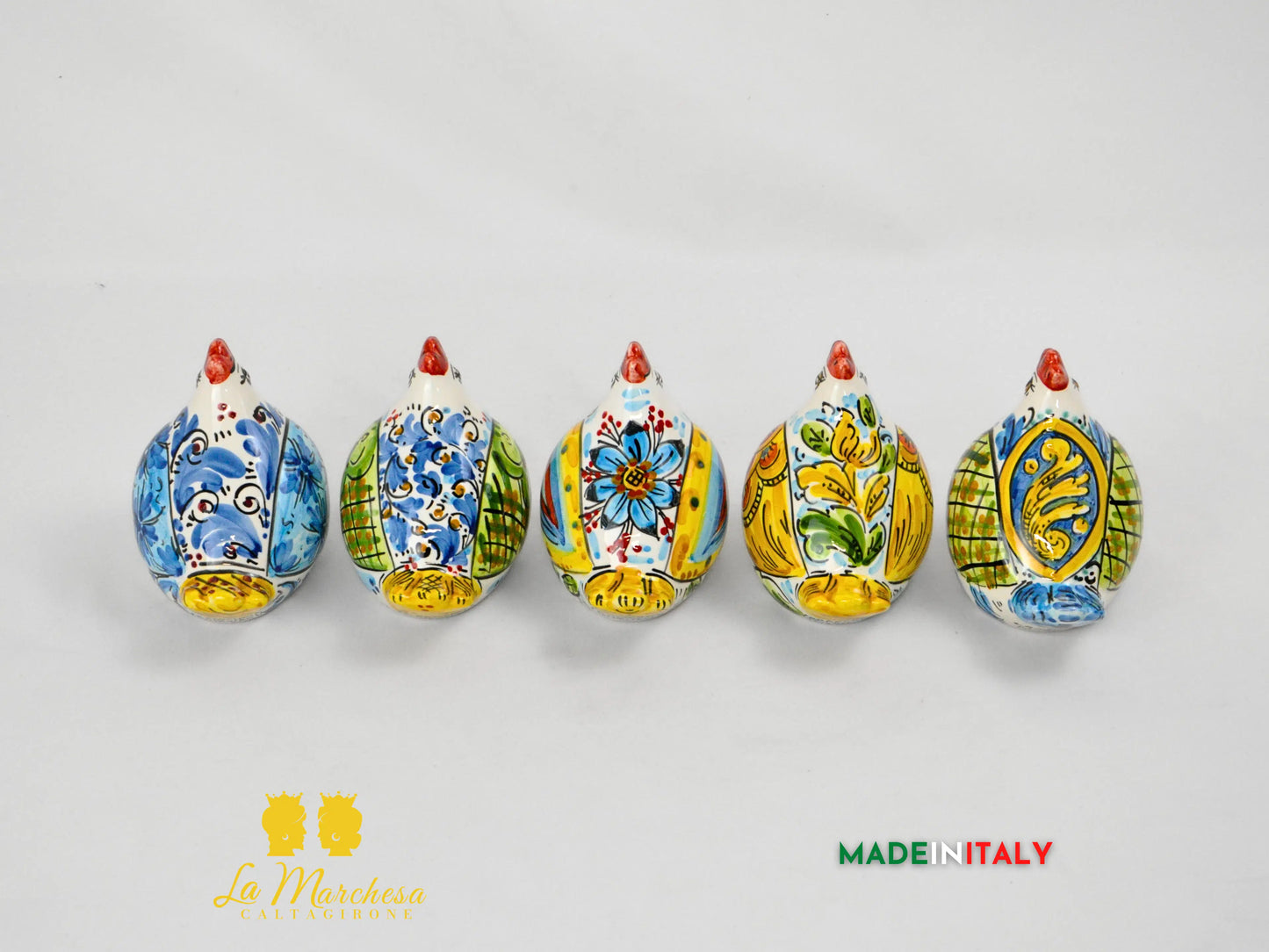 Gallina in Ceramica di Caltagirone Decorata - Varie Misure