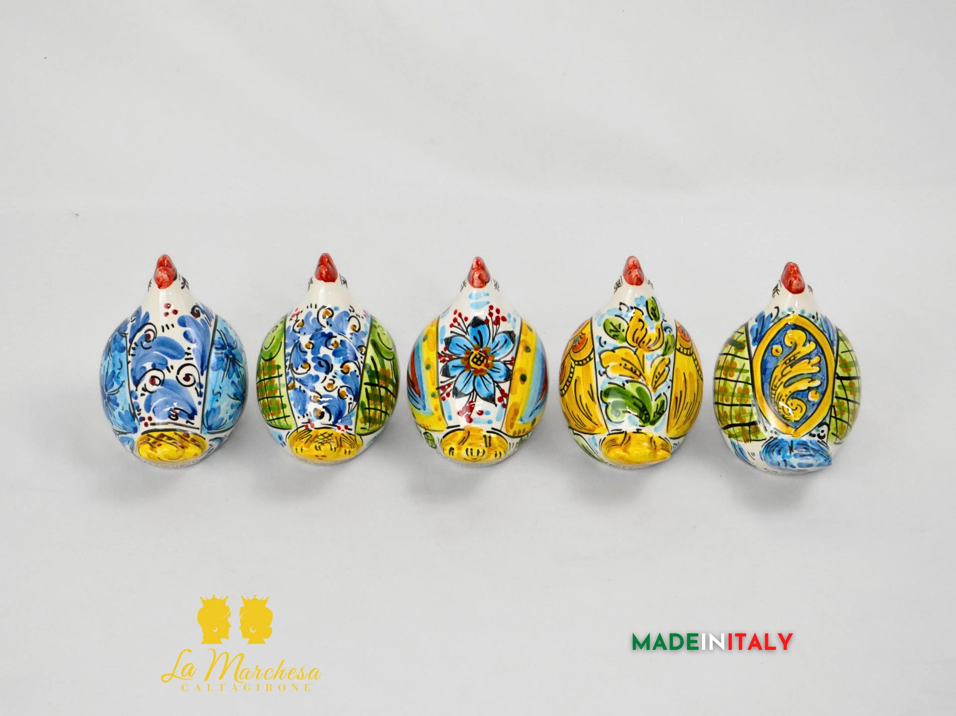 Gallina in Ceramica di Caltagirone Decorata - Varie Misure