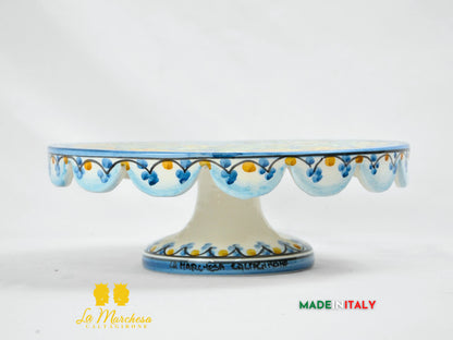 Tortiera con Alzata in Ceramica di Caltagirone 30cm - Colori Assortiti