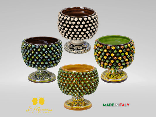 Portavaso Pigna Siciliana in Ceramica di Caltagirone Madreperla - Vari Modelli