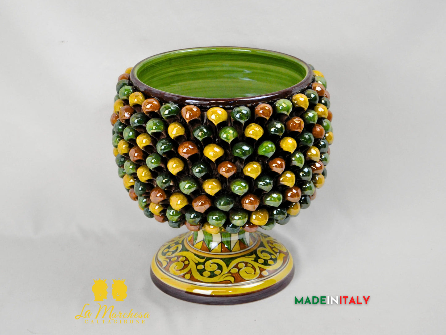 Portavaso Pigna Siciliana in Ceramica di Caltagirone Madreperla - Vari Modelli