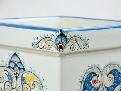 Portavaso Quadrato Decoro Barocco in Ceramica di Caltagirone 31cm - Vari Colori