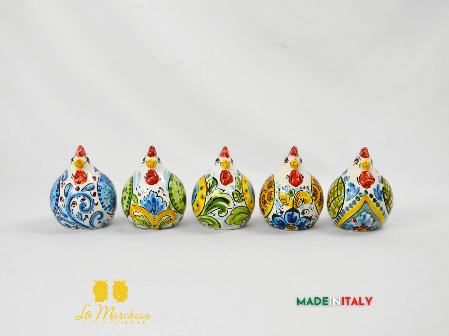 Gallina in Ceramica di Caltagirone Decorata - Varie Misure