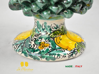 Pigna Siciliana in Ceramica di Caltagirone Verde Rame Limoni - Varie Misure