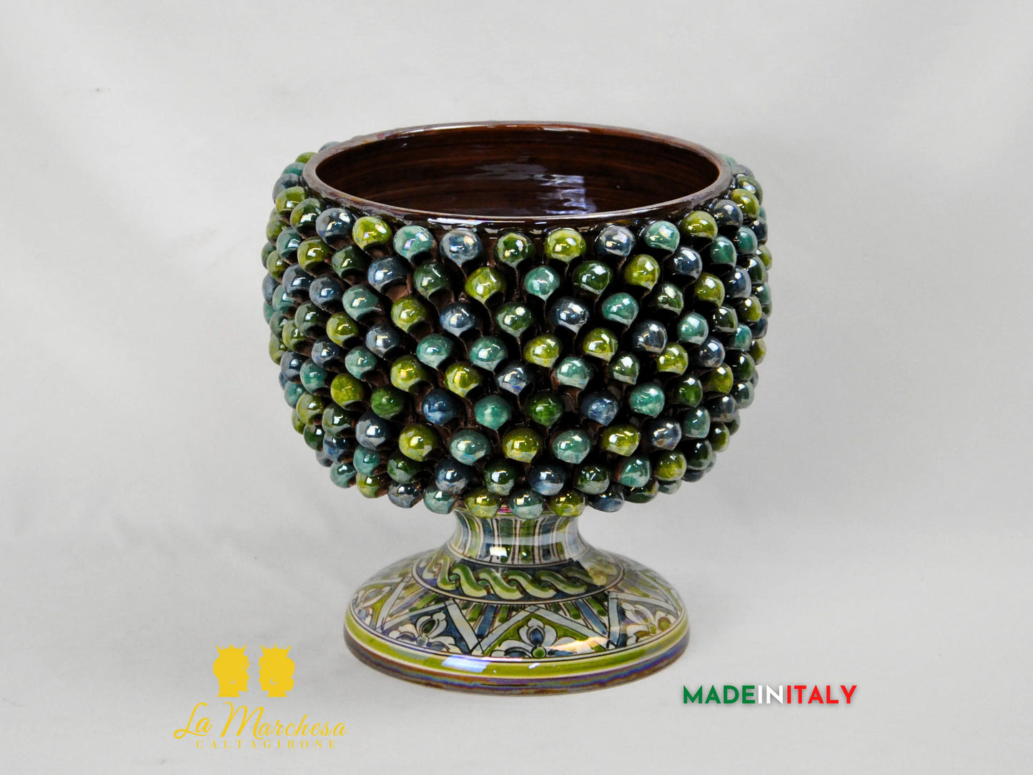 Portavaso Pigna Siciliana in Ceramica di Caltagirone Madreperla - Vari Modelli