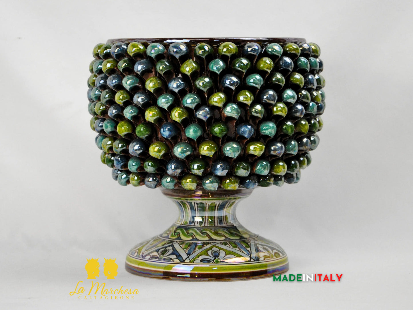 Portavaso Pigna Siciliana in Ceramica di Caltagirone Madreperla - Vari Modelli