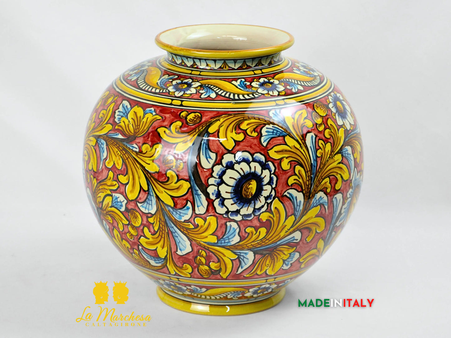 Vaso Decoro Ornato in Ceramica di Caltagirone 29cm