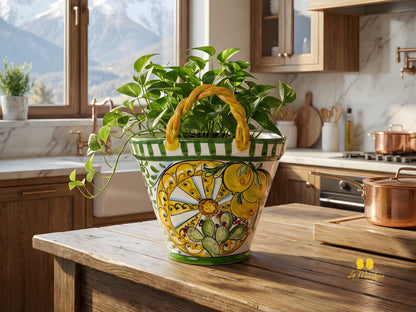 Coffa Siciliana Portavaso Ceramica di Caltagirone Carretto e Fichi D'India- Varie Misure