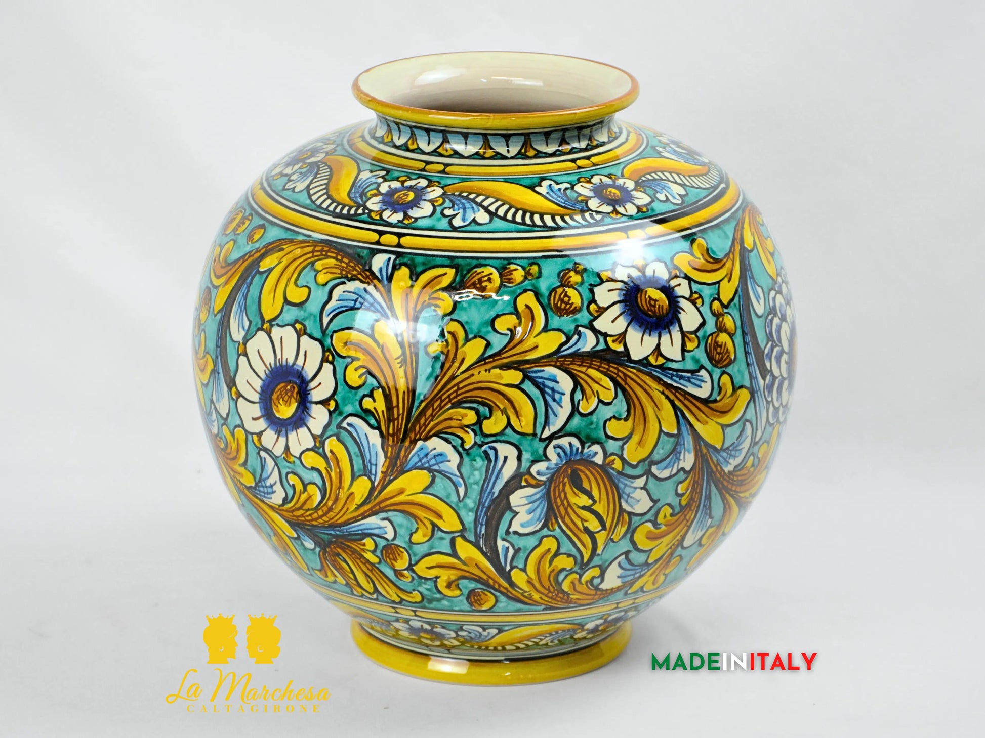 Vaso Decoro Ornato in Ceramica di Caltagirone 29cm