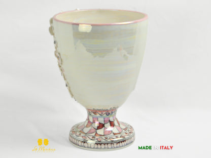 Portavaso in Ceramica di Caltagirone design Volto Madreperla 30cm