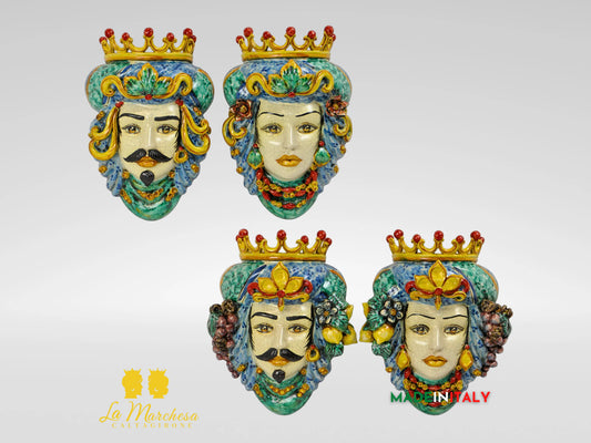 Teste di Moro in Ceramica di Caltagirone da Parete Craquelé - Vari Modelli