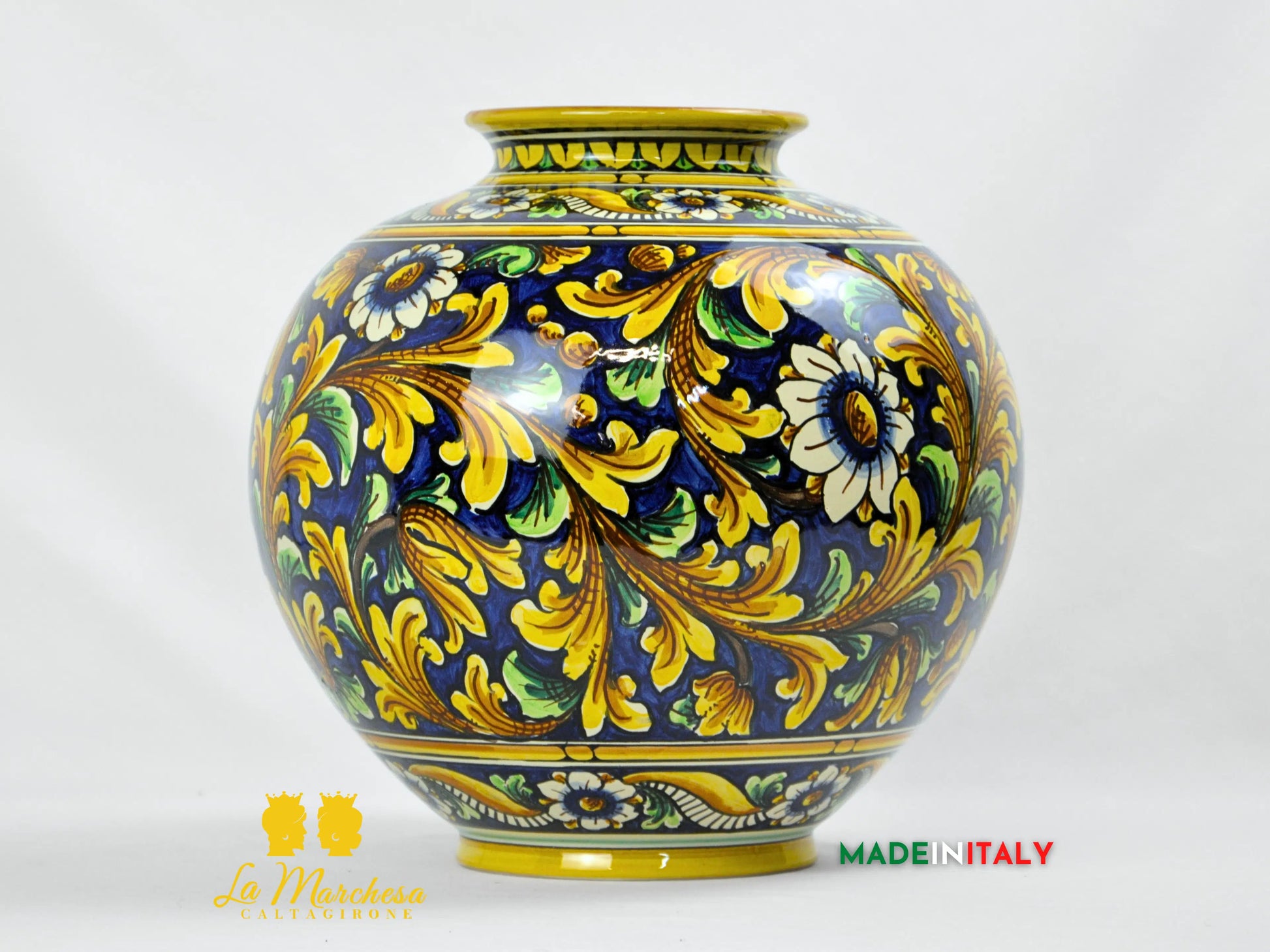 Vaso Decoro Ornato in Ceramica di Caltagirone 29cm