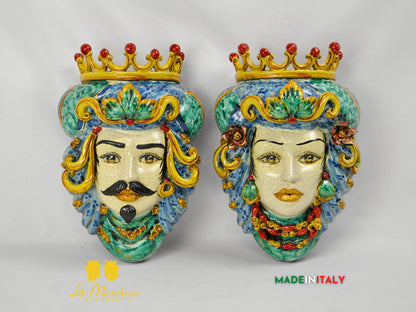 Teste di Moro in Ceramica di Caltagirone da Parete Craquelé - Vari Modelli