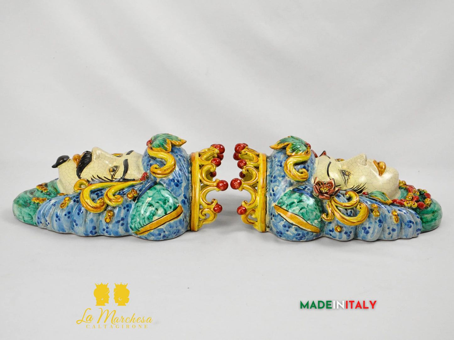 Teste di Moro in Ceramica di Caltagirone da Parete Craquelé - Vari Modelli