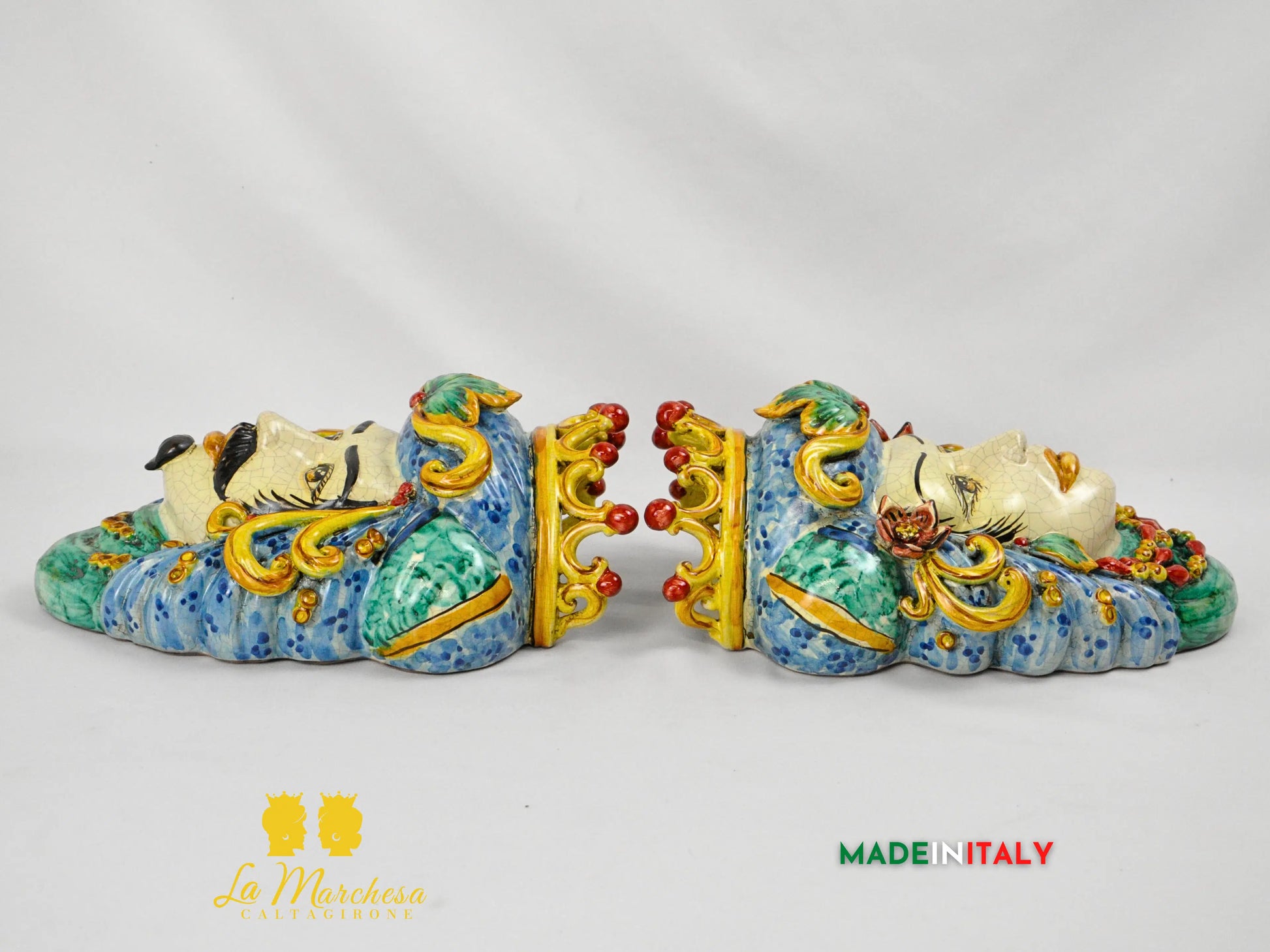 Teste di Moro in Ceramica di Caltagirone da Parete Craquelé - Vari Modelli